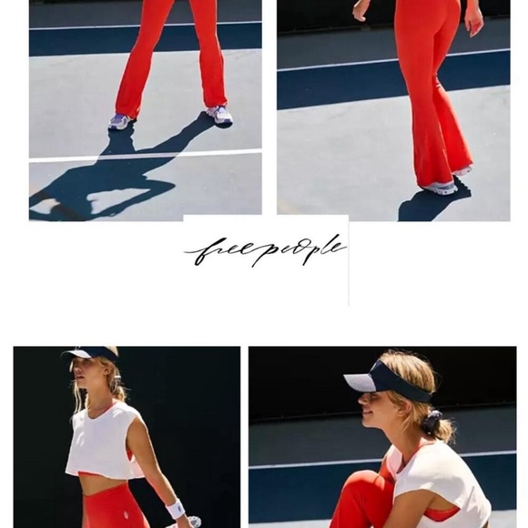 Free People Movement good Karma redish orange flare leggings - Picture 3 of 5